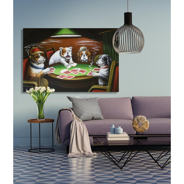 Trinx " Cute Dogs Playing Pokers " Painting Print on Canvas Wayfair
